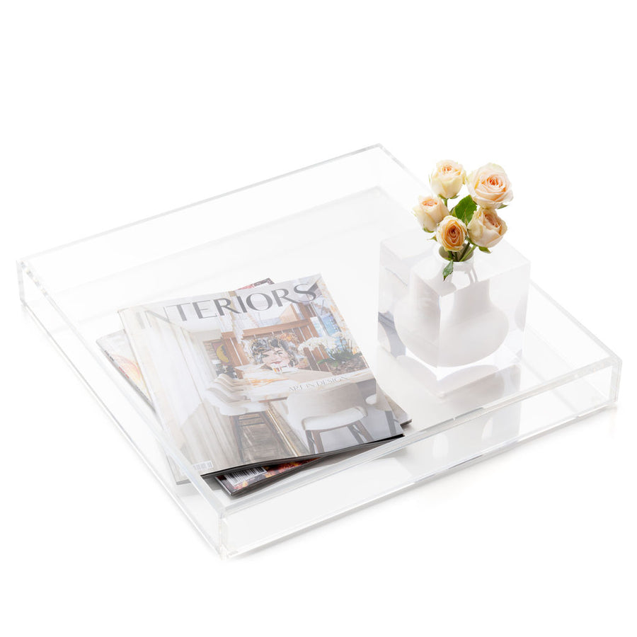 JR William Luxury Acrylic Extra Large Tray Home Decor Crystal Clear