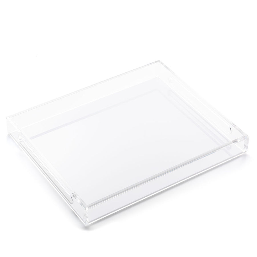 JR William Luxury Hamptons White Acrylic Serving Trays Tabletop Decor