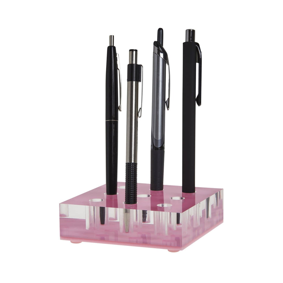 Jr William Modern Pen Holder #9, Modern Pink and Clear Acrylic Pen Holder for Desk, Pen Stand and Office Desk Accessories Organizer in A Luxury Gift